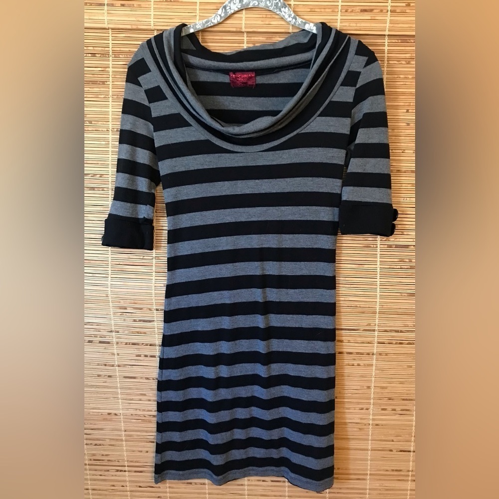 Vintage Bershkas Knit Jersey 90’s Striped Dress Size Small